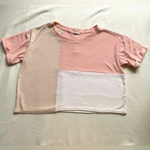 Colorblock Baggy Cropped Sweater Tee Size S